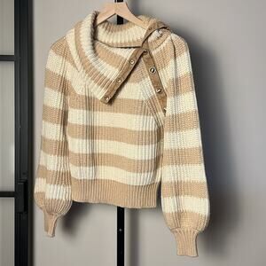Derek Lam 10 Crosby x RTR Button Neck Striped Sweater Size Small